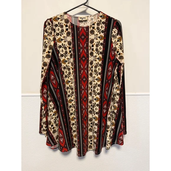 Show Me Your Mumu Mini Tunic Dress women’s XS Red Black Floral Boho Long Sleeve - Picture 7 of 16